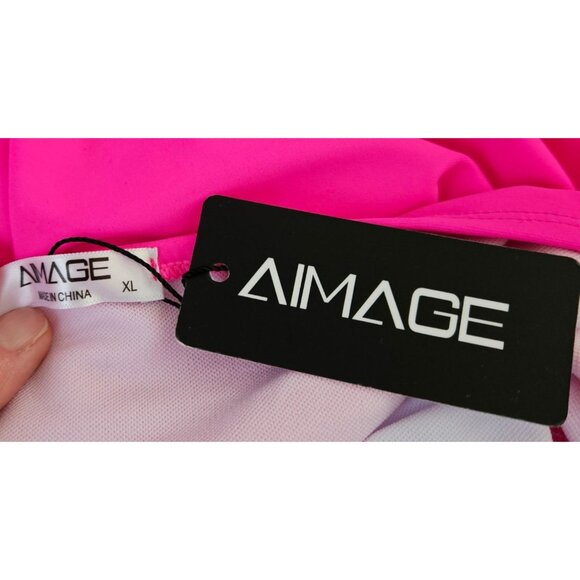 Aimage Womens XL Hot Pink Halter One-Piece Swimsuit Sexy Beach Ruched - Picture 9 of 11